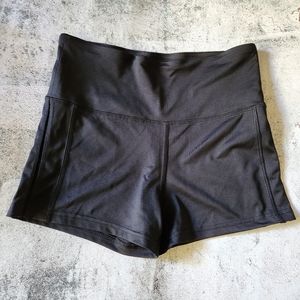 Black Athletic Yoga Shorts High Waist Mesh Leg Detail